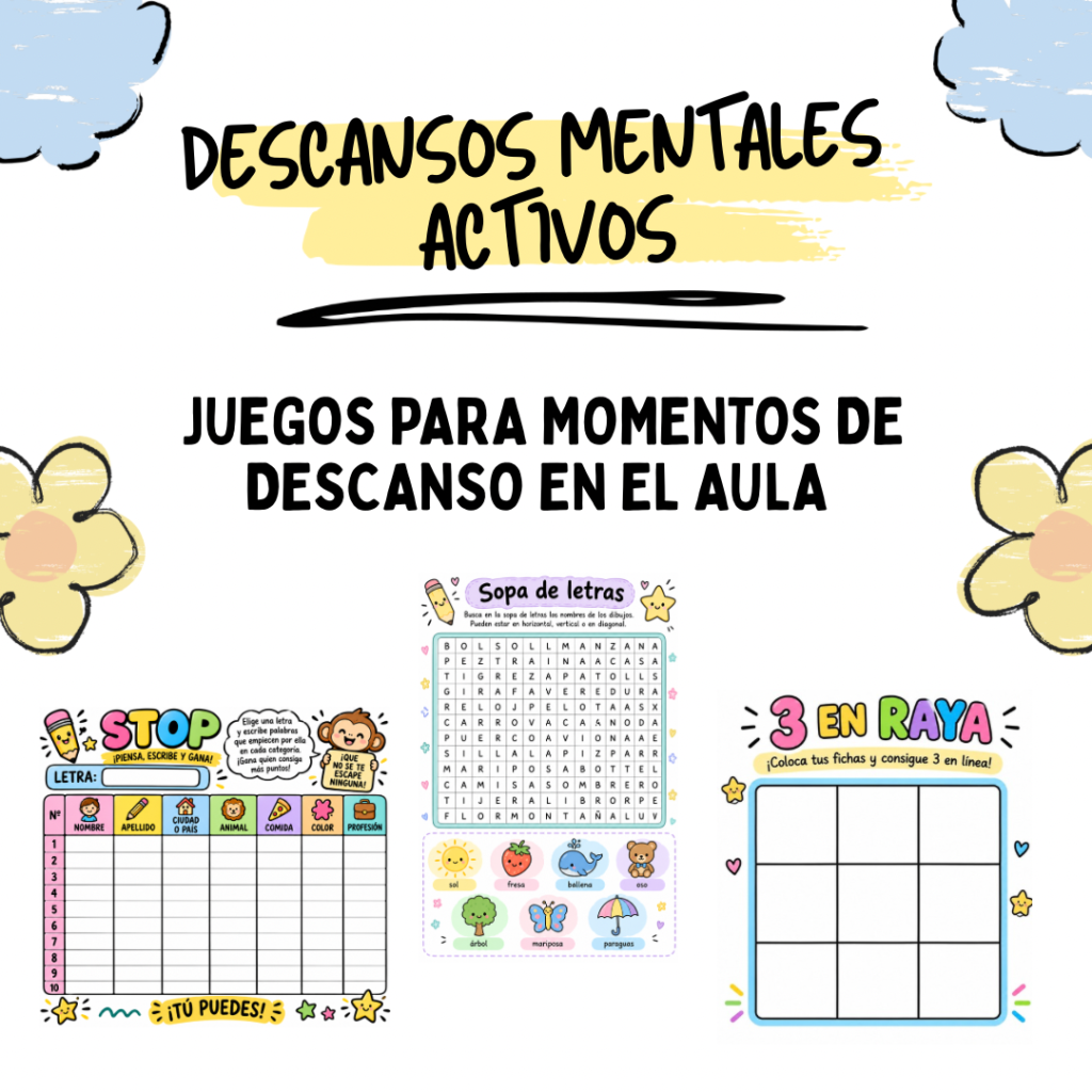 🧠🎲 ¡DESCANSOS MENTALES ACTIVOS! 🎨✨